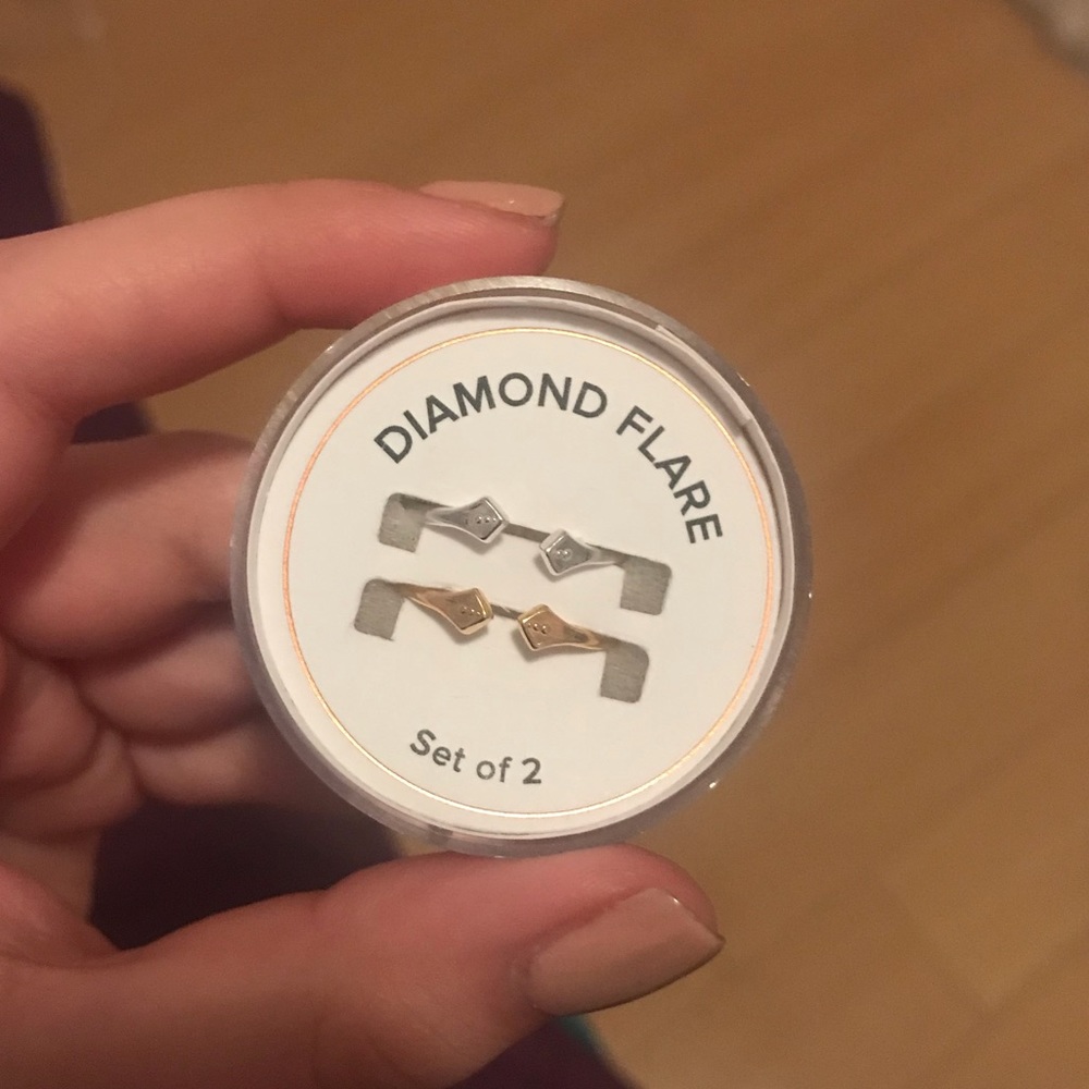 Alex and Ani Diamond Flare ring set.